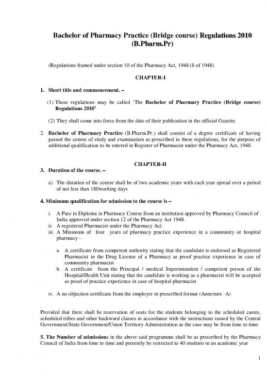 picture1_Pharmacy Pdf 153513 | Bridge Course Regulations