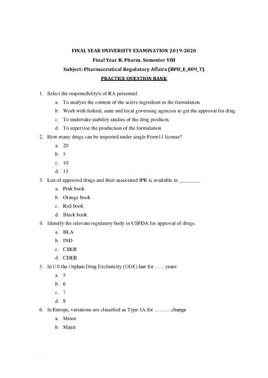 picture1_Pharmaceutical Book Pdf 153426 | Cdoc Practice Questions For Final Year Sem 8 Regular Batch 2019 20