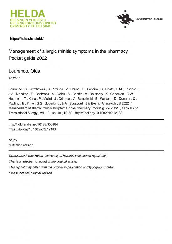 picture1_Clinical Translational All 2022 Louren O Management Of Allergic Rhinitis Symptoms In The Pharmacy Pocket Guide 2022