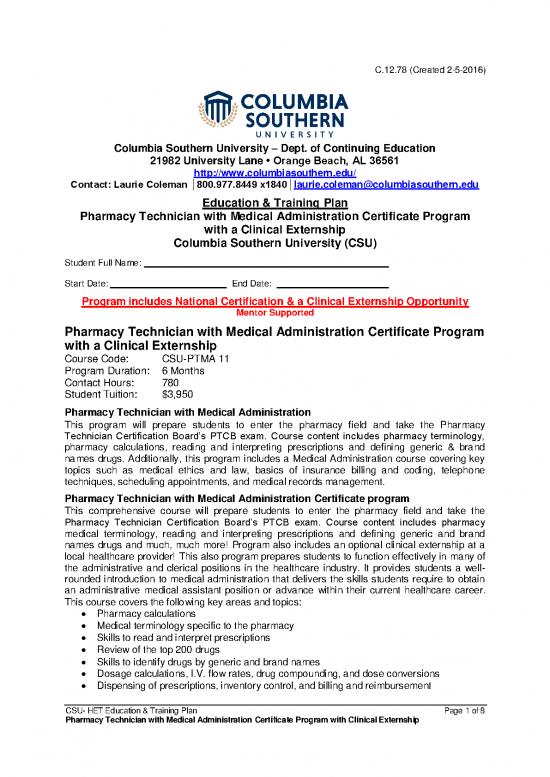 picture_Certification Pdf 155726 | Csu Pharmacy Tech W Maa Certificate Program With Clinical Externship C 12 78 2 10 16