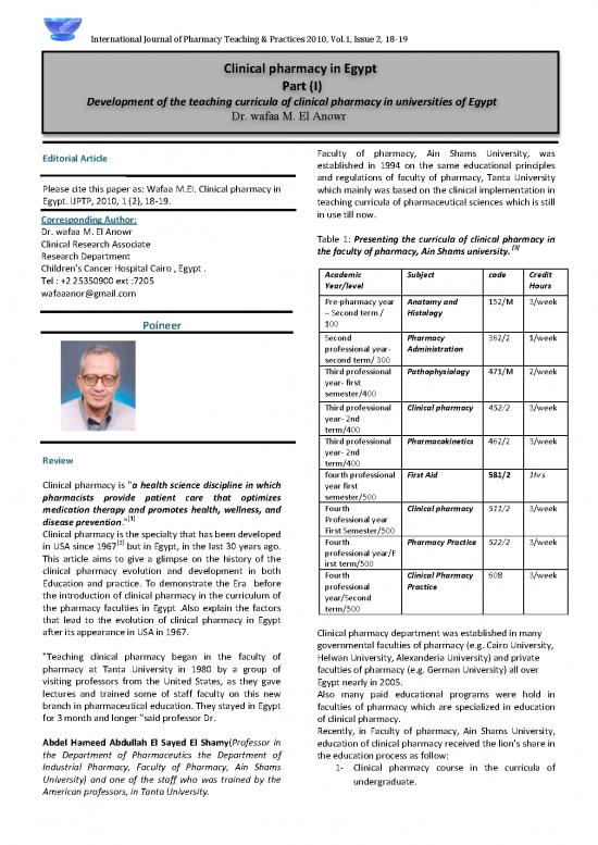 picture1_Academic Pdf 154778 | Development Of The Teaching Curricula Of Clinical Pharmacy In Universities Of Egypt