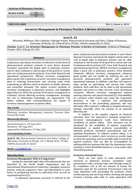 picture Pharmacy Practice Pdf 153551 | Inventory Management In Pharmacy Practice A Review Of Literature