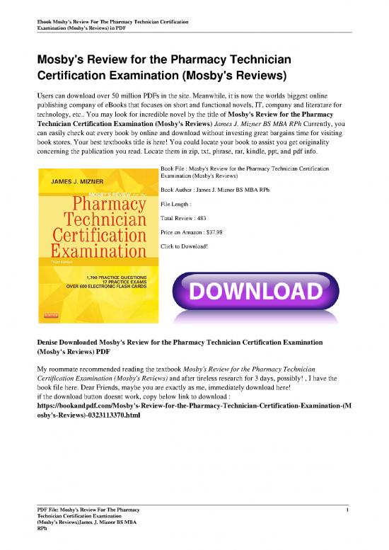 picture1_Pharmacy Technician Book Pdf 155423 | Mosby S Review For The Pharmacy Technician Certification Examination Mosby S Reviews By James J M