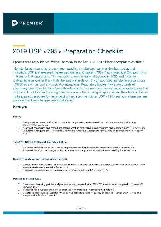 picture_Premier 2019 Usp 795 Preparation Checklist
