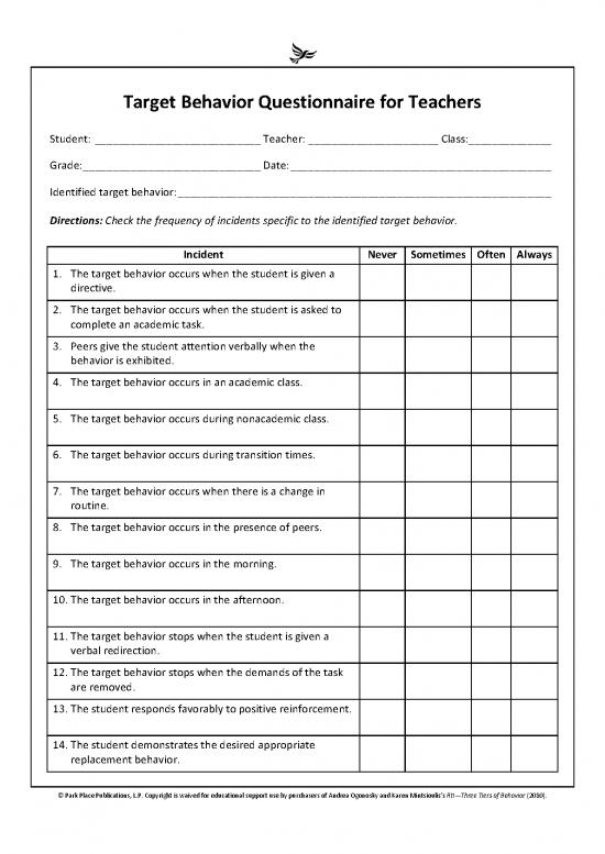 picture_Academic Pdf 157725 | 28 Target Behavior Questionnaire For Teachers