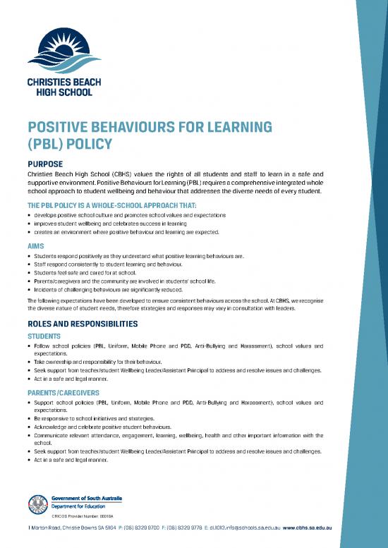 picture Positive Behaviour For Learning Pdf 156642 | Cbhs Positive Behaviours For Learning Pbl Policy