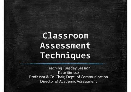 picture Classroom Pdf 156303 | Classroom Assessment Techniques