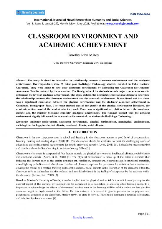 picture Classroom Pdf 156753 | Classroom Environment And Academic Achievement