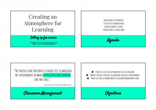 picture Harry Wong Classroom Management Pdf 157635 | Creating An Atmosphere For Learning Handout