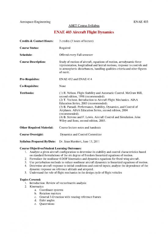 picture Flight Dynamics Pdf 158304 | Enae 403 Abet Syllabus