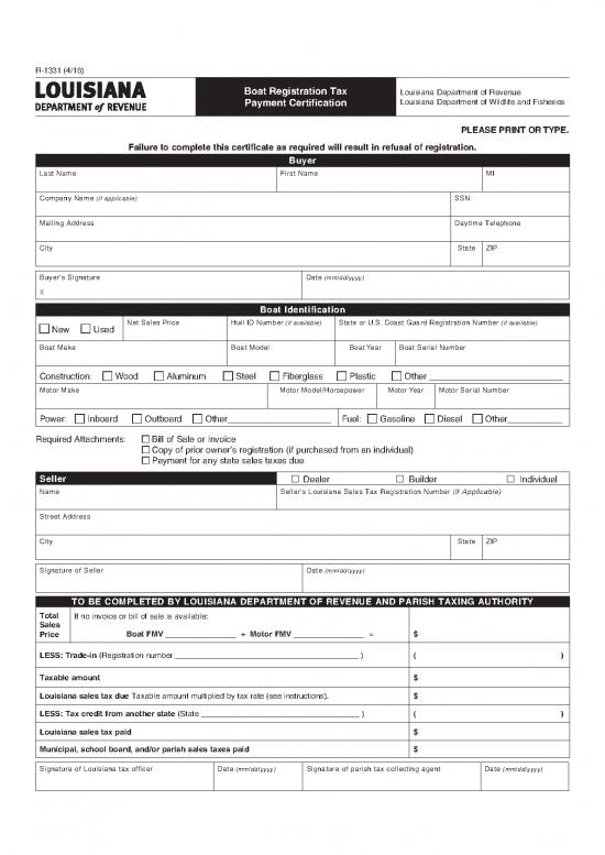 picture Bill Of Sale For Boat 157091 | Form R 1331 Rev 4 16