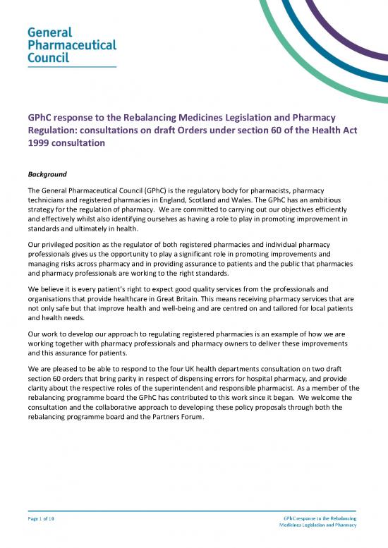 picture_Gphc Response To The Rebalancing Medicines Legislation And Pharmacy Regulation