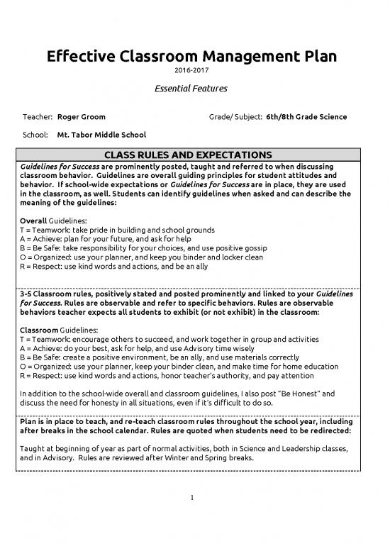 picture Classroom Management Pdf 156774 | Groomclassroommanagementplancomponentdodocx