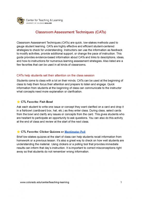 picture_Classroom Pdf 156651 | Handout Classroom Assessment Techniques Cats