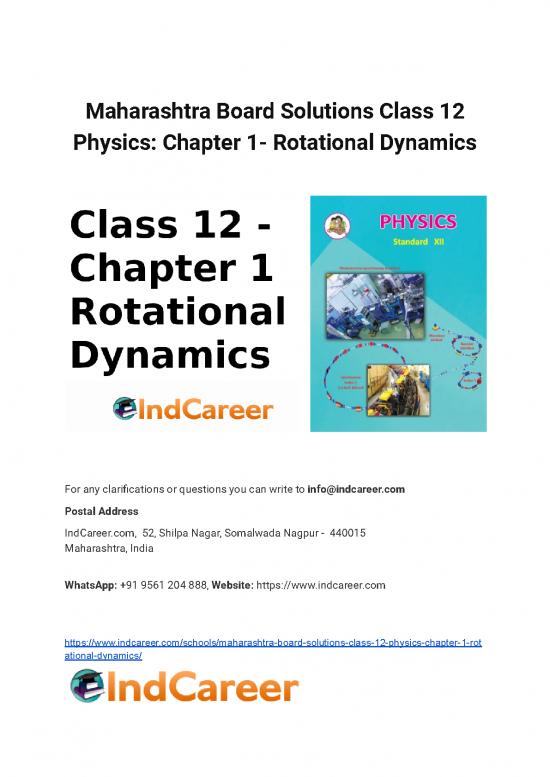 picture_Dynamics Pdf 158061 | Maharashtra Board Solutions Class 12 Physics  Chapter 1 Rotational Dynamics 1