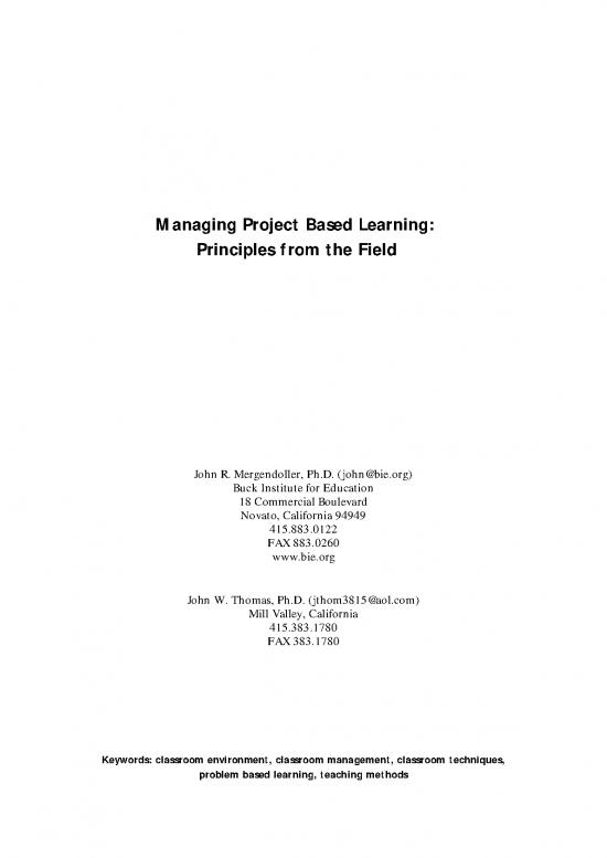 picture Classroom Management Pdf 156665 | Managing Project Based Learning