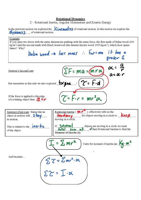 picture_Rotational Dynamics Pdf 158194 | Notes   5   Rotational Inertia Angular Momentum And Kinetic Energy  Trask