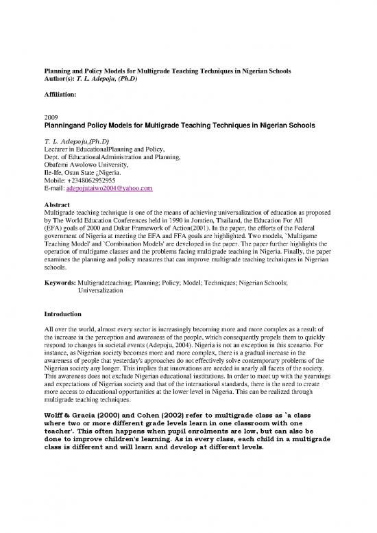 picture_Measures Pdf 157011 | Planning And Policy Models For Multigrade Teaching Techniques In Nigerian Schools Ek