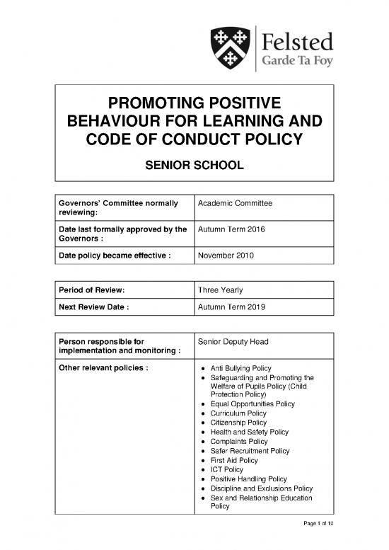 picture_Positive Behaviour For Learning Pdf 156681 | Promoting Positive Behaviour Code Of Conduct Policy Senior