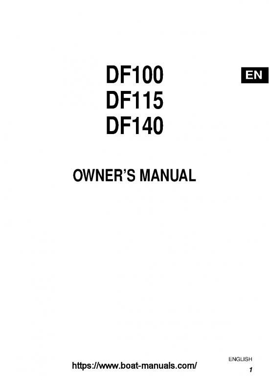 picture Suzuki Outboard Df100 115 140 Owner's Manual