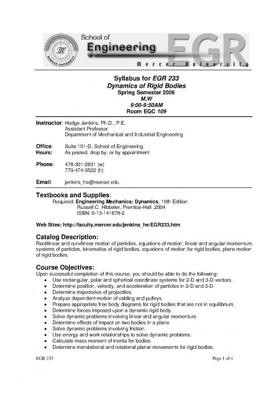 picture Hibbeler Dynamics 158348 | Syllabusegr233 2006