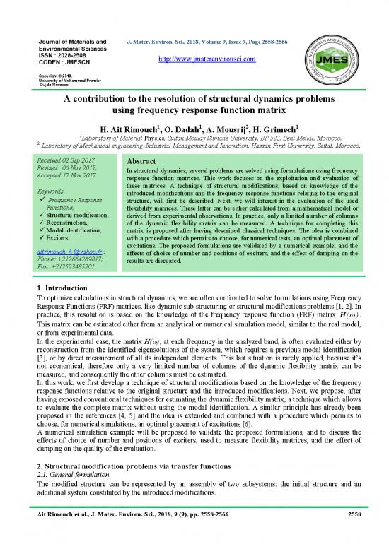 picture Structural Dynamics Solved Problems Pdf 158635 | 281 Jmes 3786 Ait Rimouch