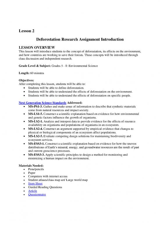 picture Deforestation Assignment Pdf 159265 | 5 8 Lesson Plan 2