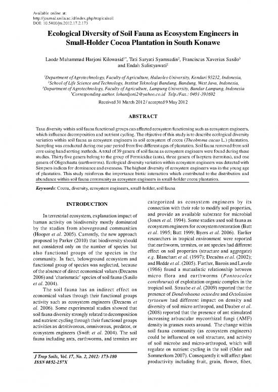 picture Ecosystem Diversity Pdf 160744 | Ecological Diversity Of Soil Fauna As Ecosystem Engineers In