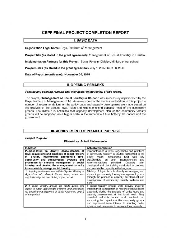 picture Forestry Management Plan Example 159238 | Final Social Forestry Bhutan