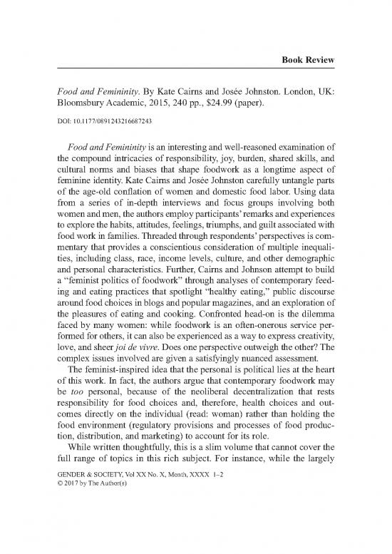 picture1_Academic Pdf 159819 | Lundquist Gender And Society Book Review Of Food And Femininity