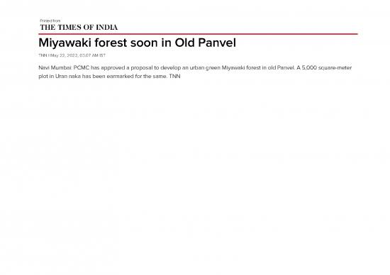 picture Forest Pdf 158911 | Miyawaki Forest Soon In Old Panvel   Times Of India