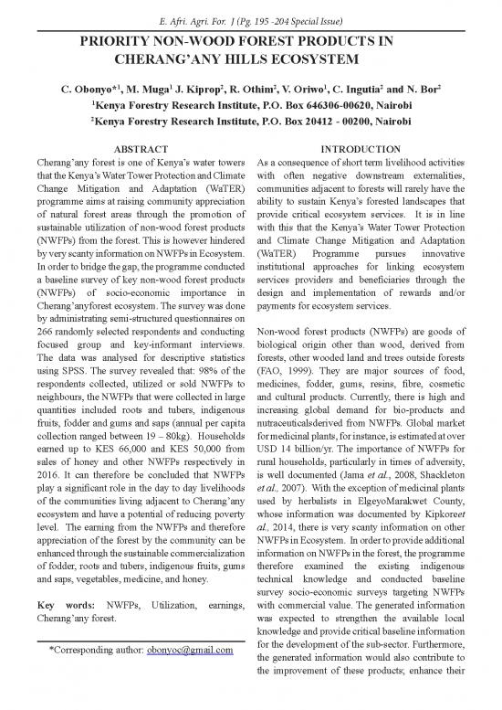 picture Forest Ecosystem Pdf 159389 | Priority Non Wood Forest Products In Cherang&aelig;any Hills Ecosystem