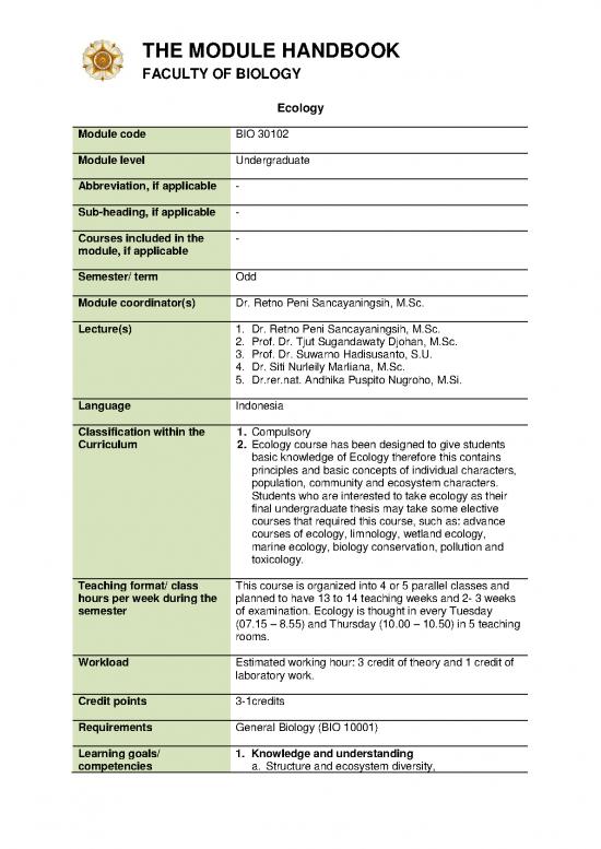 picture Ecology Pdf 160441 | The Module Handbook &ndash; Ecology