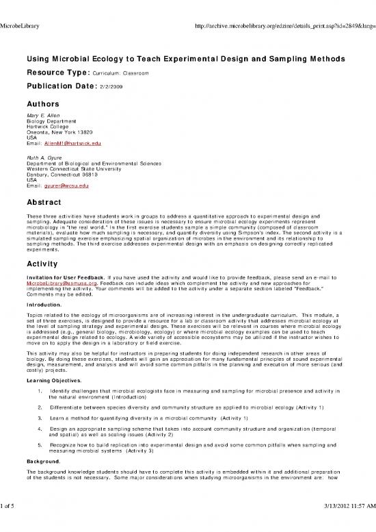 picture1_Ecology Pdf 159558 | Using Microbial Ecology To Teach Experimental Design