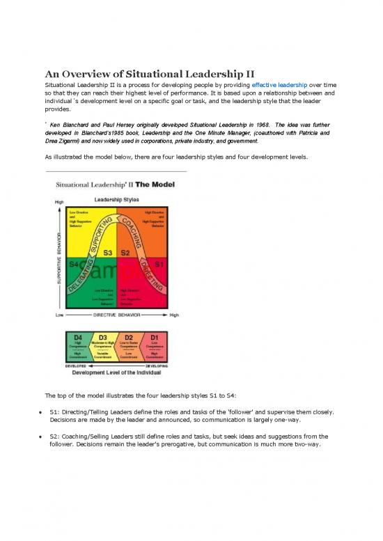 picture Leadership Pdf 162534 | An Overview Of Situational Leadership Idocx