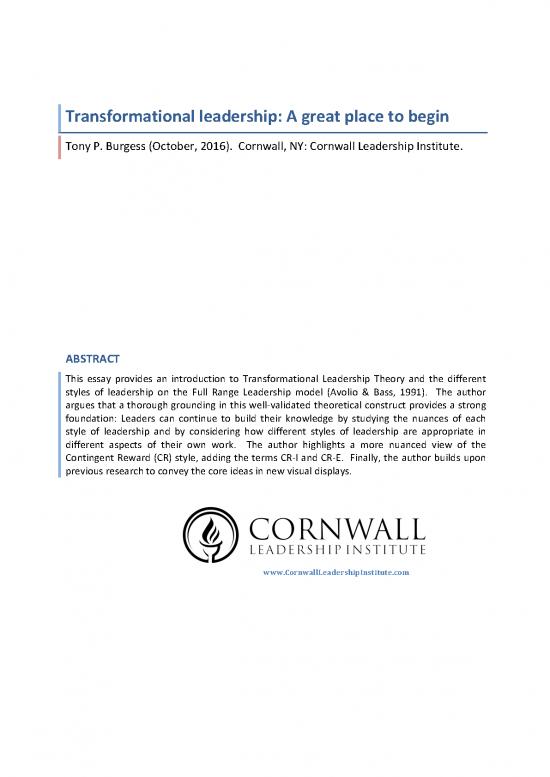 picture Leadership Pdf 162449 | Burgess Tp 2016 Transformational Leadership A Great Place To Begin1