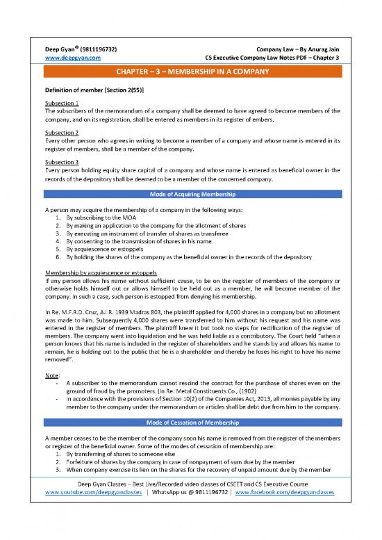 picture One Person Company Pdf 161456 | Cs Executive Company Law Notes Chapter 3