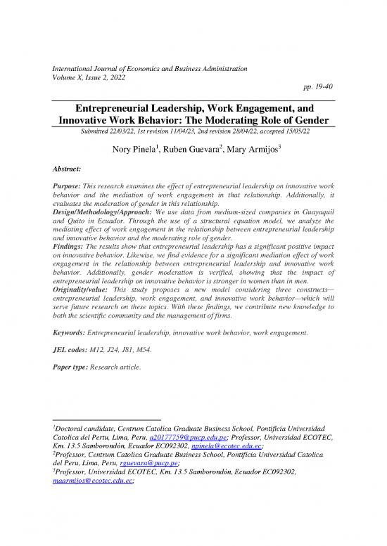 picture Leadership Pdf 163031 | Entrepreneurial Leadership, Work Engagement, And Innovative Work BehaviorË The Moderating Role Of Gender