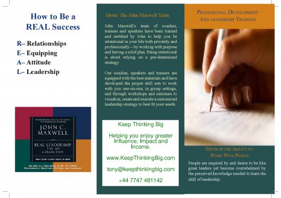 picture Leadership Pdf 162885 | How To Be A Real Success Brochure A4 Printer