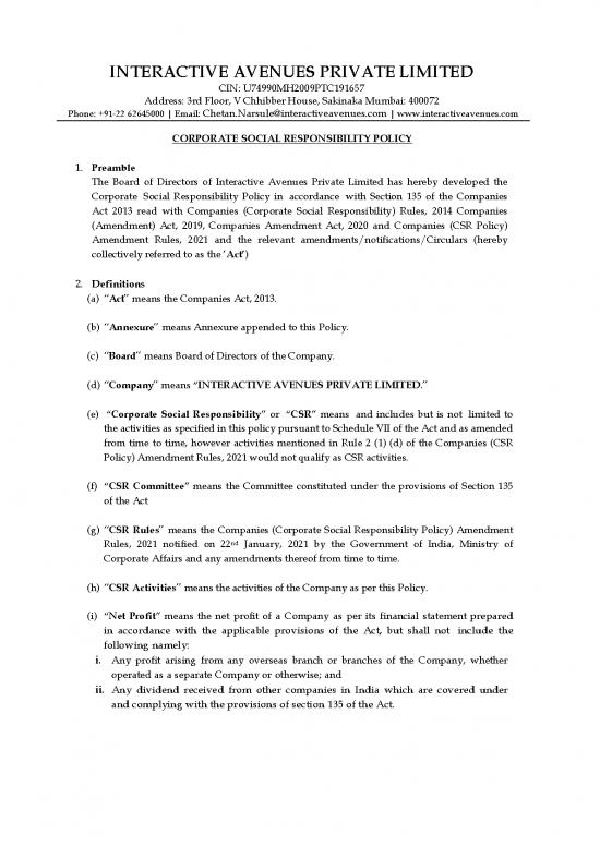 picture Companies Act 2013 Pdf 162001 | Iapl Csr Policy