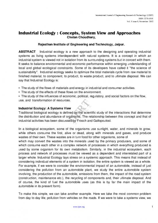 picture1_Ecology Pdf 161233 | Industrial Ecology Concepts System View And Approaches Ijertv1is9396