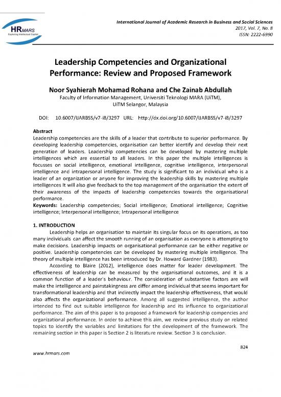 picture1_Leadership Pdf 162817 | Leadership Competencies And Organizational Performance Review And Proposed Framework