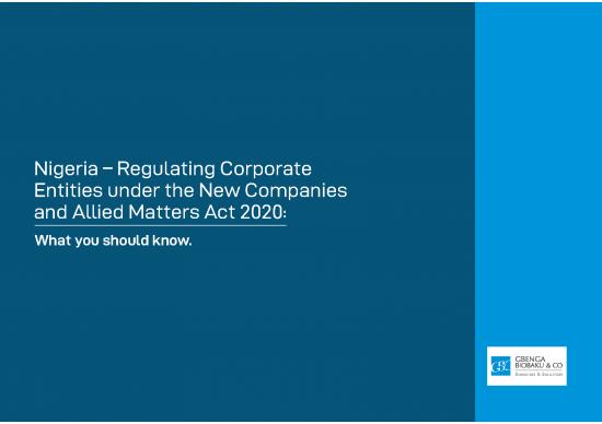 picture_Companies Act Pdf 161941 | Nigeria &ndash; Regulating Corporate Entities Under The New Companies And Allied Matters Act 2020