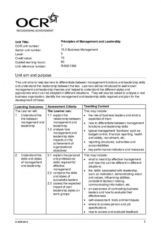 picture Leadership Pdf 164155 | 130108 Level 5 Unit 01 Principles Of Management And Leadership