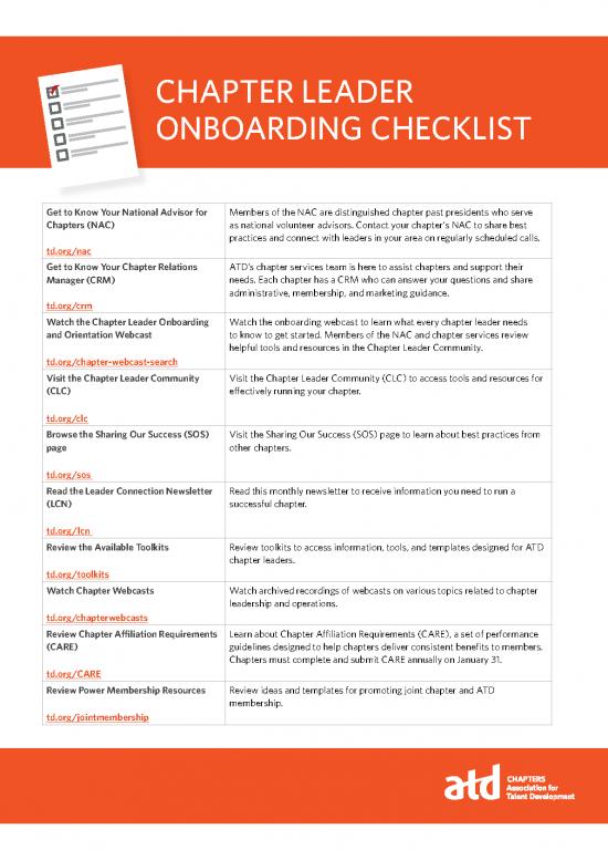 picture Leader Checklist 164767 | Chapter Leader Onboarding Checklist