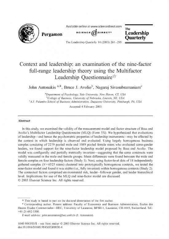 picture Leadership Pdf 163866 | Context And Leadership Final 2003 Lq
