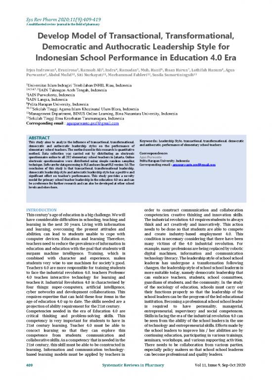 picture1_Leadership Pdf 164330 | Develop Model Of Transactional Transformational Democratic And Authocratic Leadership Style For Indonesian School Perfor