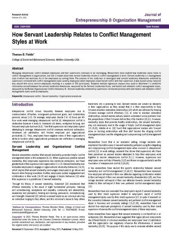 picture Leadership Pdf 165603 | How Servant Leadership Relates To Conflict Management Styles At Work