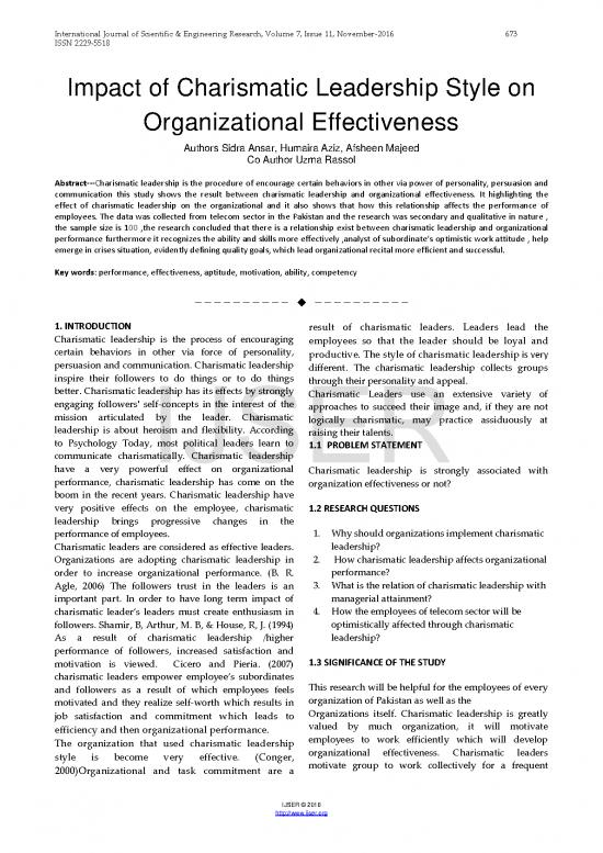 picture1_Leadership Pdf 163933 | Impact Of Charismatic Leadership Style On Organizational Effectiveness