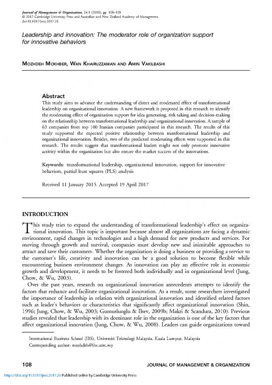 picture1_Leadership Pdf 165440 | Leadership And Innovation The Moderator Role Of Organization Support For Innovative Behaviors